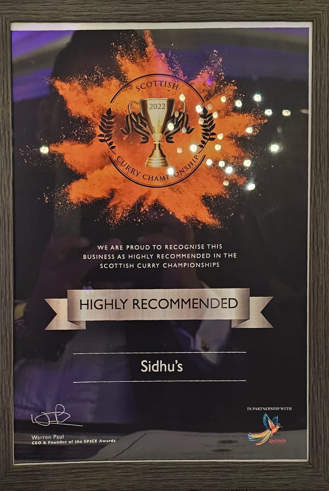 Sidhu’s Restaurant Perth  Curry Awards